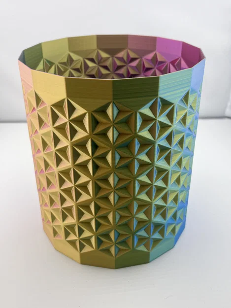 Bình hoa, chậu cây hoặc thùng rác với họa tiết lục giác Asanoha đa diện - Image 2