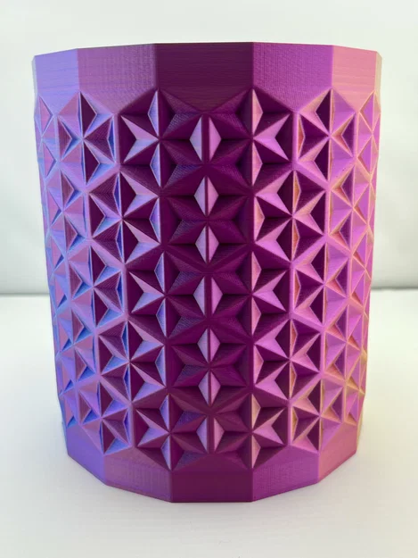 Bình hoa, chậu cây hoặc thùng rác với họa tiết lục giác Asanoha đa diện - Image 3