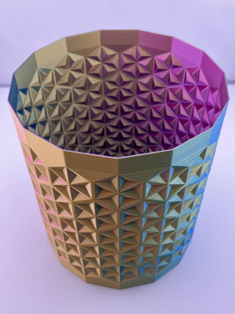 Bình hoa, chậu cây hoặc thùng rác với họa tiết lục giác Asanoha đa diện - Image 4