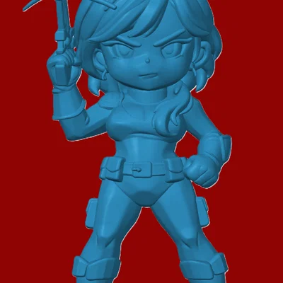 Mô hình 3D Scarlett phong cách Chibi siêu dễ thương cho bàn làm việc