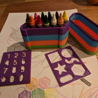 Hộp Đựng Bút Sáp Màu Crayola và Khuôn Vẽ Cho Bé