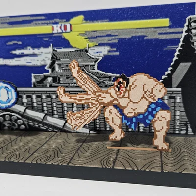 E_Honda SF2 - Phiên bản Cổ điển (Diorama & Móc khóa)