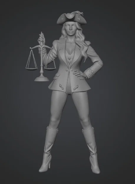 Mô hình 3D Nữ Thần Công Lý Blue Armor of Justice sắc nét - Image 1