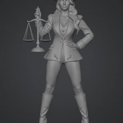 Mô hình 3D Nữ Thần Công Lý Blue Armor of Justice sắc nét