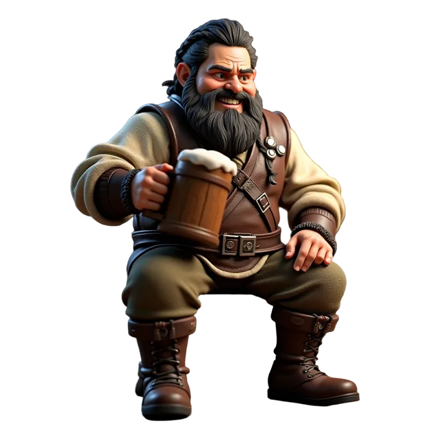 Mô hình chú lùn uống bia (Sitting Dwarf) - Mẫu in 3D nhân vật thú vị - Image 1