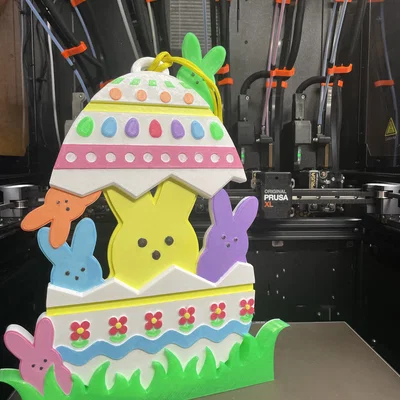 Mô hình 3D trang trí cửa hình chú thỏ và trứng Phục sinh rực rỡ