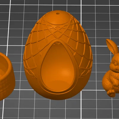Mô hình Thỏ và Trứng Phục Sinh 3D xinh xắn để bàn