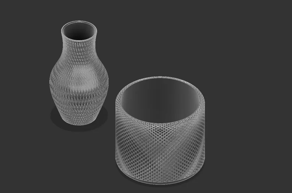 Mẫu in 3D bình hoa họa tiết lưới sang trọng và tinh tế - Image 1