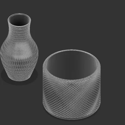 Mẫu in 3D bình hoa họa tiết lưới sang trọng và tinh tế