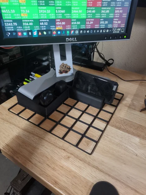 Giá đỡ màn hình tích hợp khay Gridfinity đa năng cho bàn làm việc - Image 1