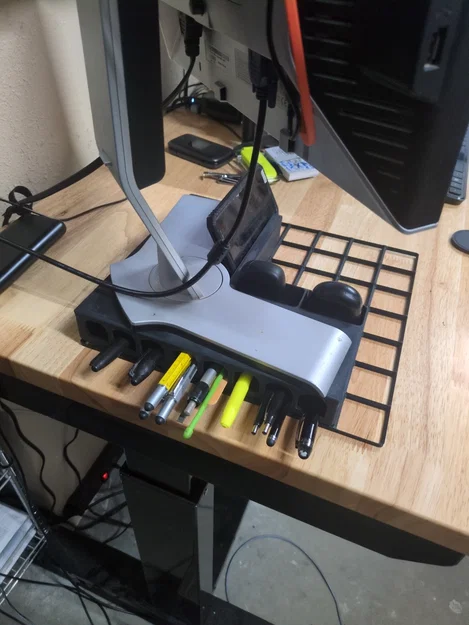 Giá đỡ màn hình tích hợp khay Gridfinity đa năng cho bàn làm việc - Image 2