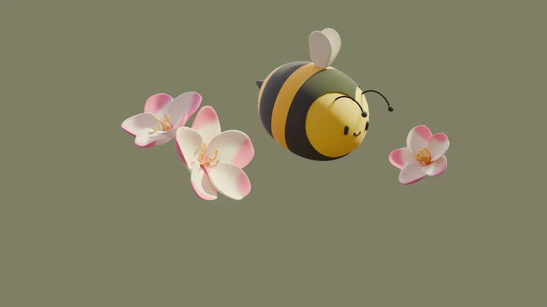 Bộ mô hình 3D chủ đề chú ong đáng yêu và hoa táo trang trí - Image 1