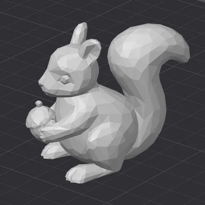 Mô hình chú sóc Low-Poly cầm hạt dẻ trang trí bàn làm việc