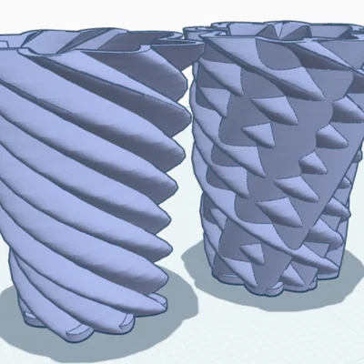 Bộ sưu tập bình hoa xoắn nghệ thuật (Twisty Vases) in 3D trang trí