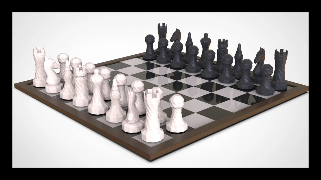 Bộ cờ vua thiết kế xoắn ốc độc đáo - Mô hình in 3D dễ in - Image 1