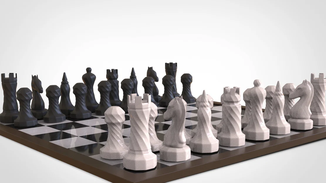 Bộ cờ vua thiết kế xoắn ốc độc đáo - Mô hình in 3D dễ in - Image 2