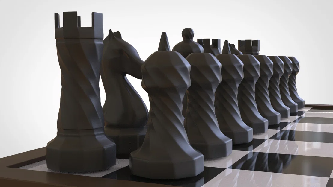 Bộ cờ vua thiết kế xoắn ốc độc đáo - Mô hình in 3D dễ in - Image 3