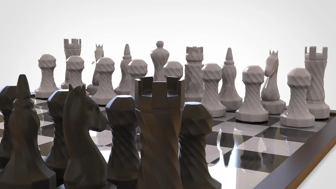 Bộ cờ vua thiết kế xoắn ốc độc đáo - Mô hình in 3D dễ in - Image 4