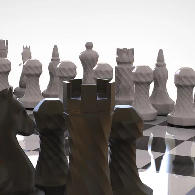 Bộ cờ vua thiết kế xoắn ốc độc đáo - Mô hình in 3D dễ in