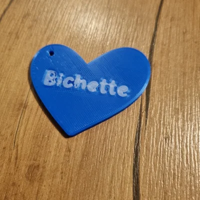Móc khóa hình trái tim Bichette in 3D dễ thương