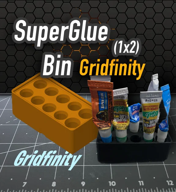 Khay đựng keo Super Glue hệ Gridfinity 1x2 gọn gàng cho bàn làm việc - Image 1
