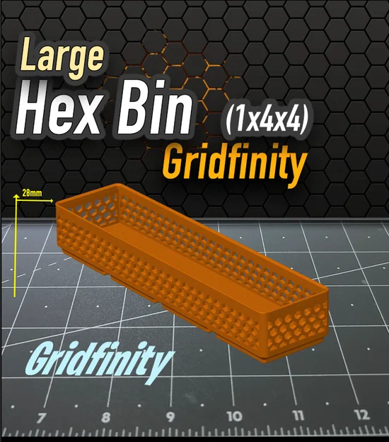 Khay Chứa Đồ Hex Bin Gridfinity 1x4x4 - Gọn Gàng, Thông Minh - Image 1