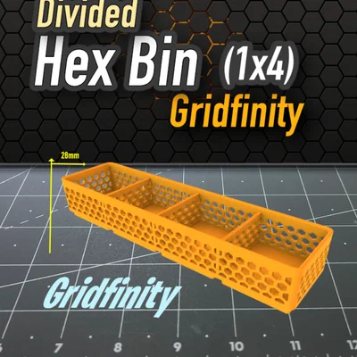 Khay Gridfinity 1x4 Divided Hex Bin - Giải pháp sắp xếp linh kiện thông minh
