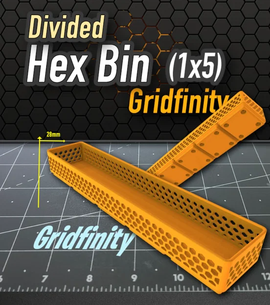 Khay Hex Gridfinity 1x5 - Giải pháp lưu trữ thông minh cho bàn làm việc - Image 1