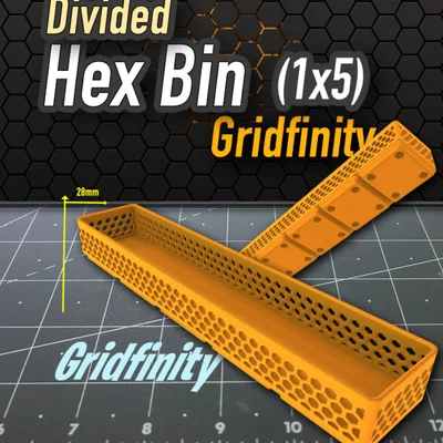 Khay Hex Gridfinity 1x5 - Giải pháp lưu trữ thông minh cho bàn làm việc