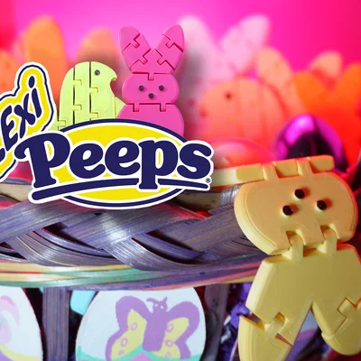 Flexi Easter Peeps - Bộ thỏ và gà con khớp nối cho dịp Lễ Phục sinh