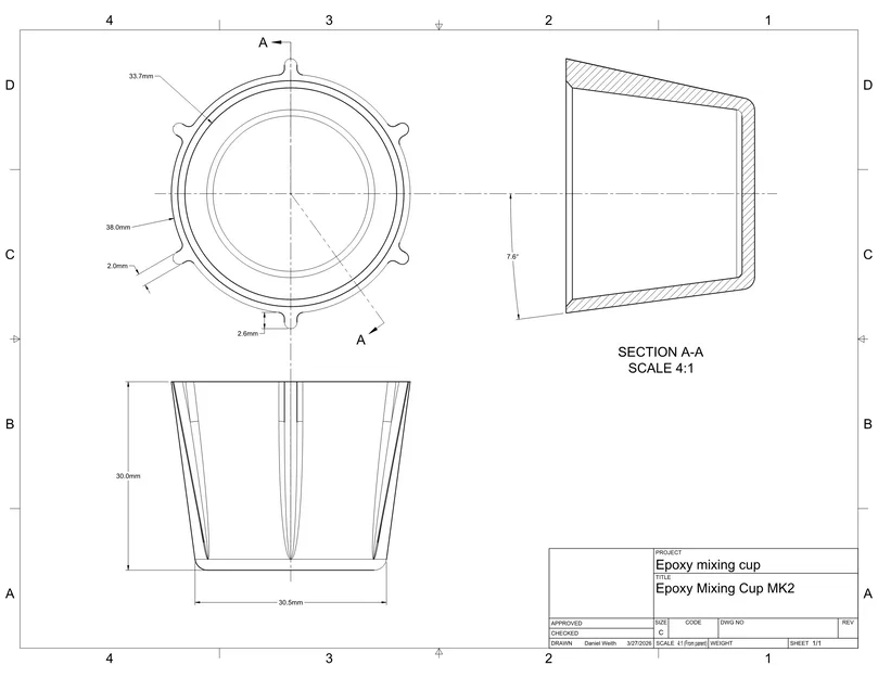 Ly pha 2 phần epoxy cỡ nhỏ (2 mảnh) kèm que trộn/miết đồng bộ - Image 2