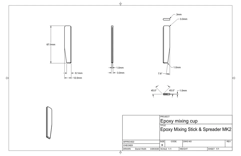 Ly pha 2 phần epoxy cỡ nhỏ (2 mảnh) kèm que trộn/miết đồng bộ - Image 3