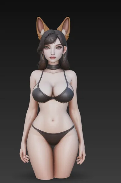 Mô hình tượng cô gái tai chó phong cách anime cực đẹp để in 3D - Image 5