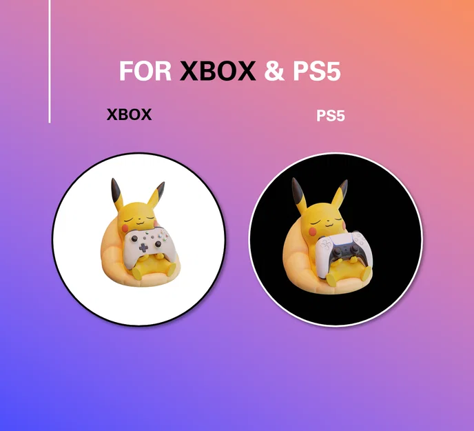 Mô hình Pikachu Controller Stand - Xbox và PS5 - Hơn 300+ mẫu trên Patreon - Image 2