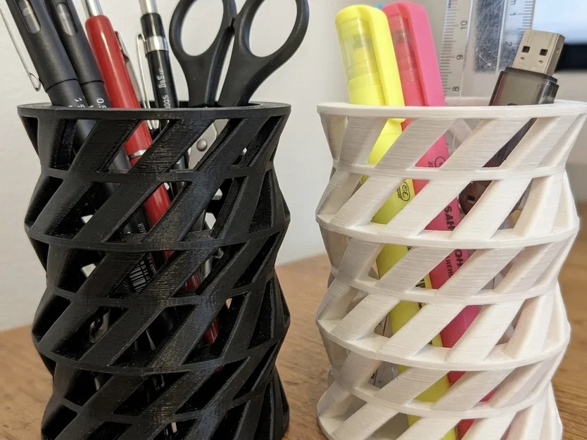 Ống cắm bút 3D thiết kế đan chéo hiện đại cho bàn làm việc - Image 4