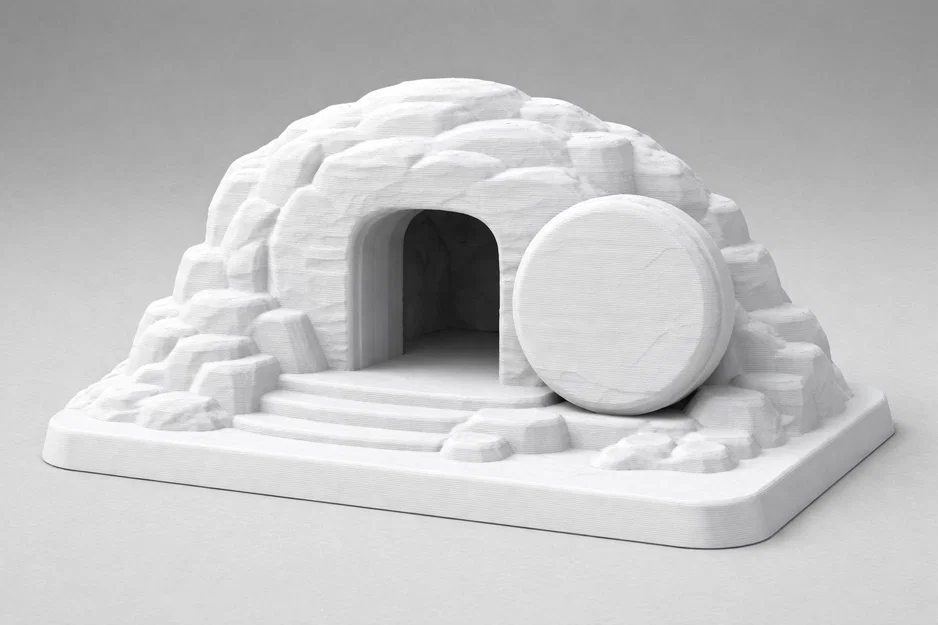 Mô hình tiểu cảnh ngôi mộ trống phục sinh - In 3D trang trí - Image 1