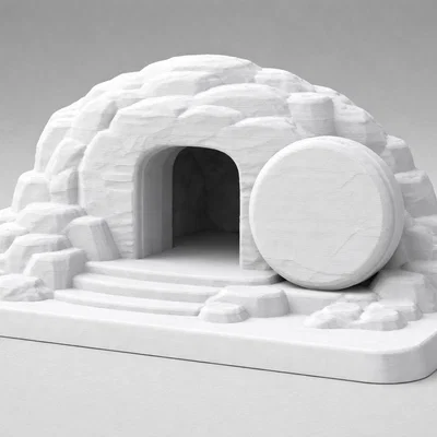 Mô hình tiểu cảnh ngôi mộ trống phục sinh - In 3D trang trí