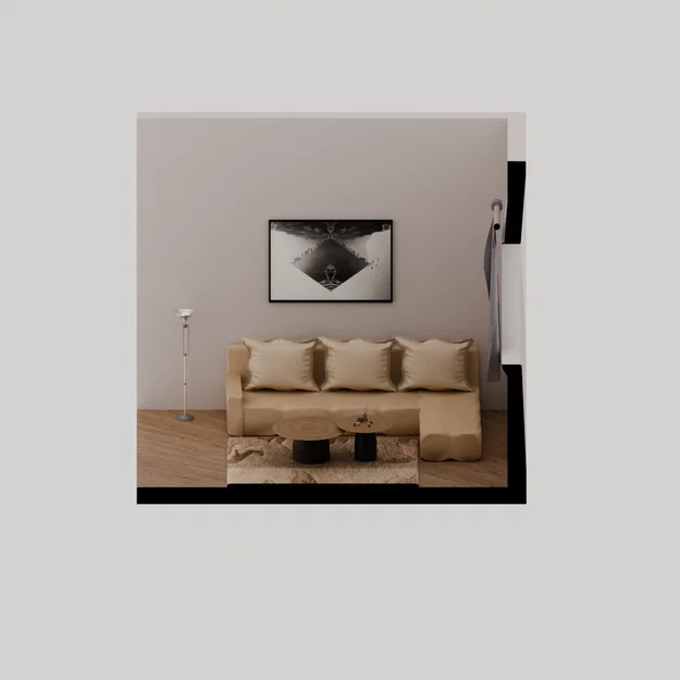 Mô hình thiết kế nội thất phòng khách 3D Bourtzou - Image 2