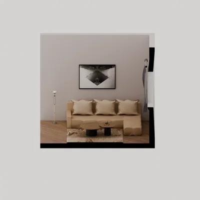 Mô hình thiết kế nội thất phòng khách 3D Bourtzou