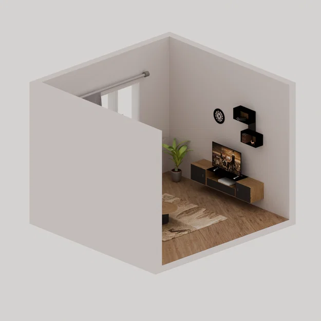 Mô hình thiết kế nội thất phòng khách 3D Bourtzou - Image 3