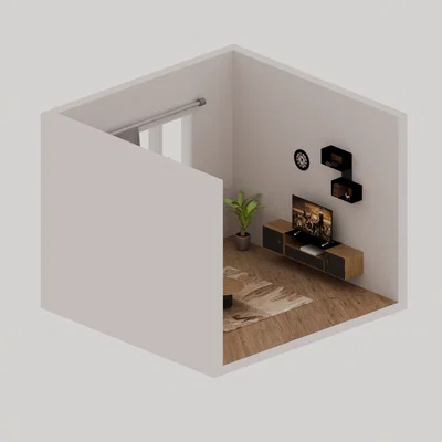 Mô hình thiết kế nội thất phòng khách 3D Bourtzou