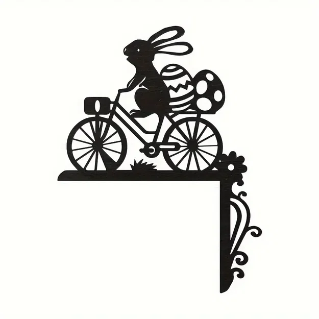 Trang trí góc cửa hình chú thỏ Phục Sinh đi xe đạp (3D Printing Model) - Image 1