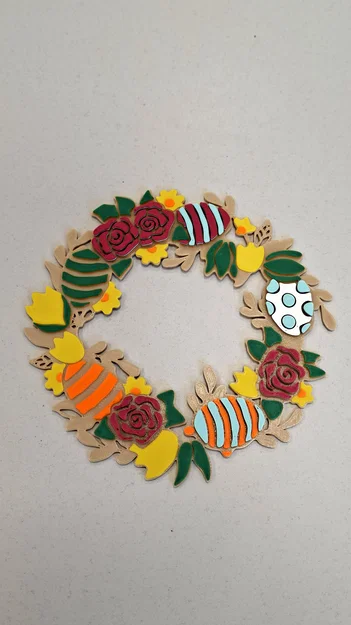 Mẫu vòng hoa trang trí Lễ Phục sinh 3D - Velikonoční věnec - Image 1