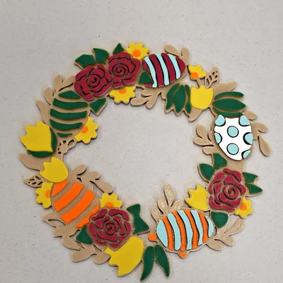 Mẫu vòng hoa trang trí Lễ Phục sinh 3D - Velikonoční věnec