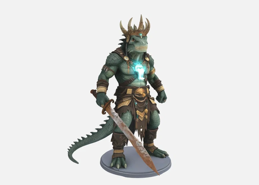 Mô hình LizardFolk King - Nhân vật chiến binh cho DnD (TTRPG) - Image 1
