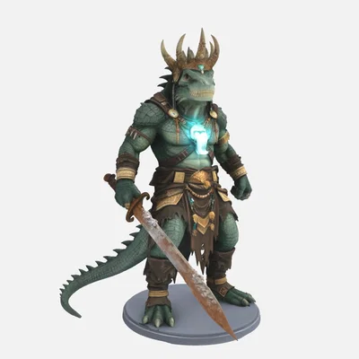 Mô hình LizardFolk King - Nhân vật chiến binh cho DnD (TTRPG)