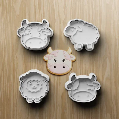 Bộ Khuôn Cắt Bánh Quy Hình Động Vật Nông Trại STL | Khuôn Bò Cừu | File In 3D