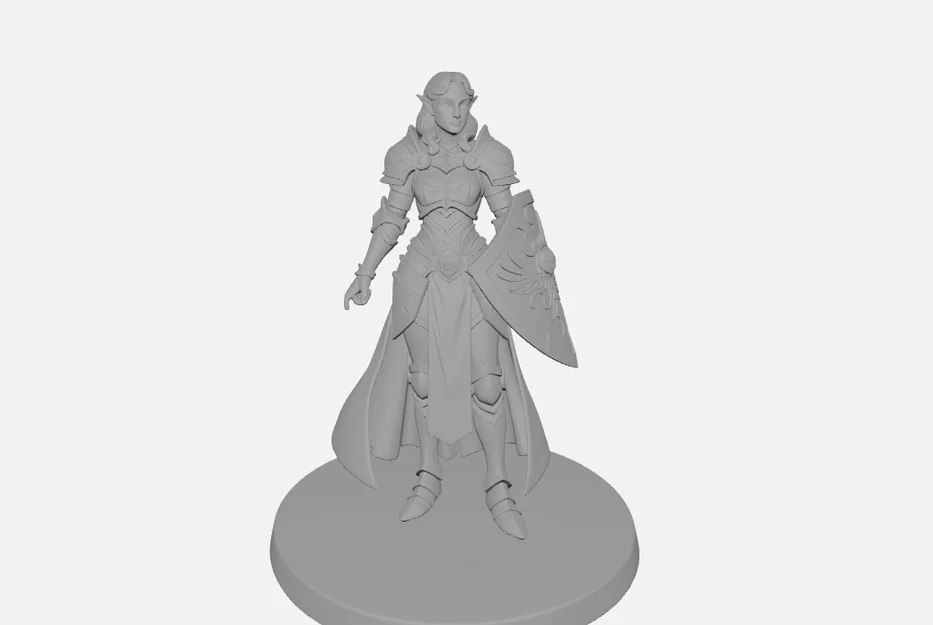 Mô hình 3D nữ chiến binh Elf Paladin cho DnD và TTRPG - Image 1