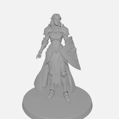 Mô hình 3D nữ chiến binh Elf Paladin cho DnD và TTRPG