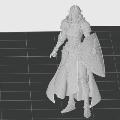 Mô hình 3D nữ chiến binh Elf Paladin cho DnD và TTRPG